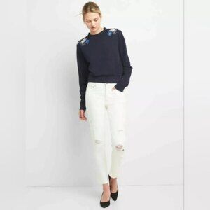 Gap Slim Straight Distressed White Jeans Size 8